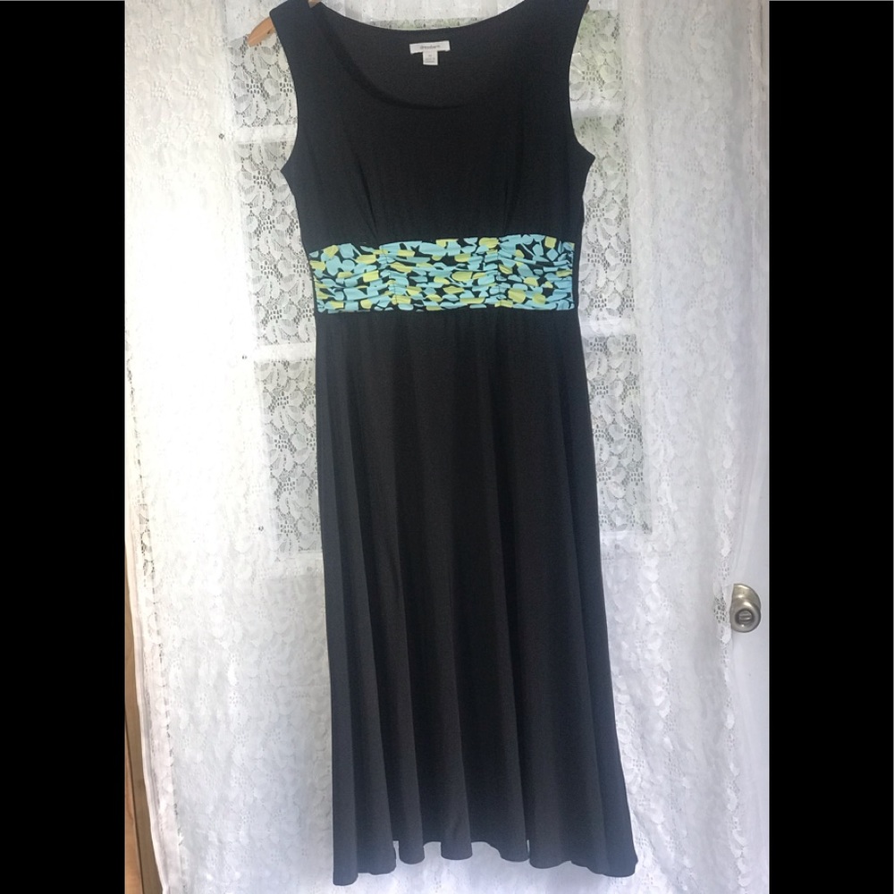 Dressbarn Sleeveless Black/ Green/Blue Dress Sz 12